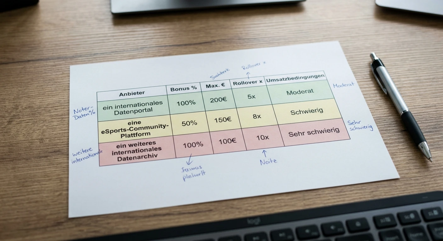 Recherche-Routine für eSports-Analysen mit Notizen und Datenvergleich