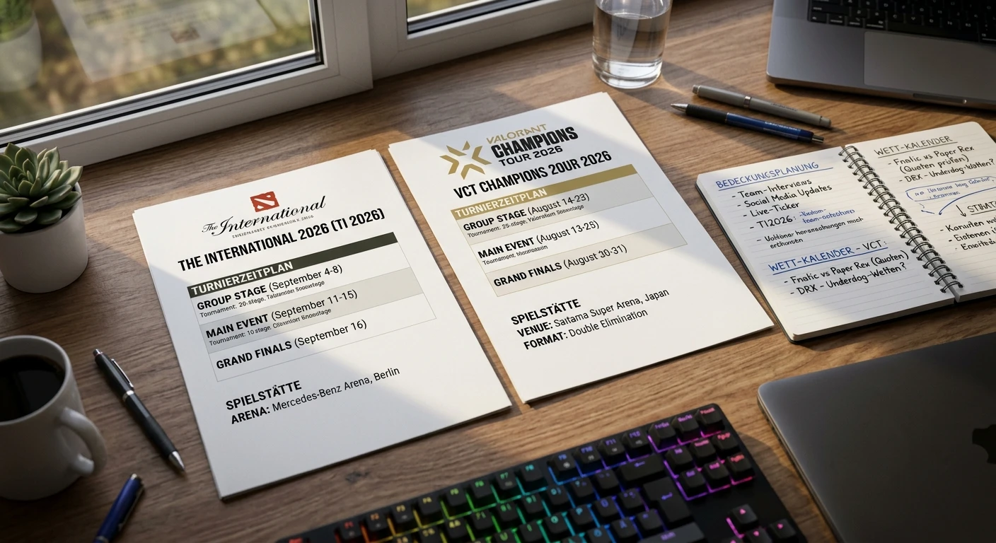 The International 2026 und VCT Champions 2026 – Dota 2 und Valorant Turniere für eSports-Wetter im Überblick