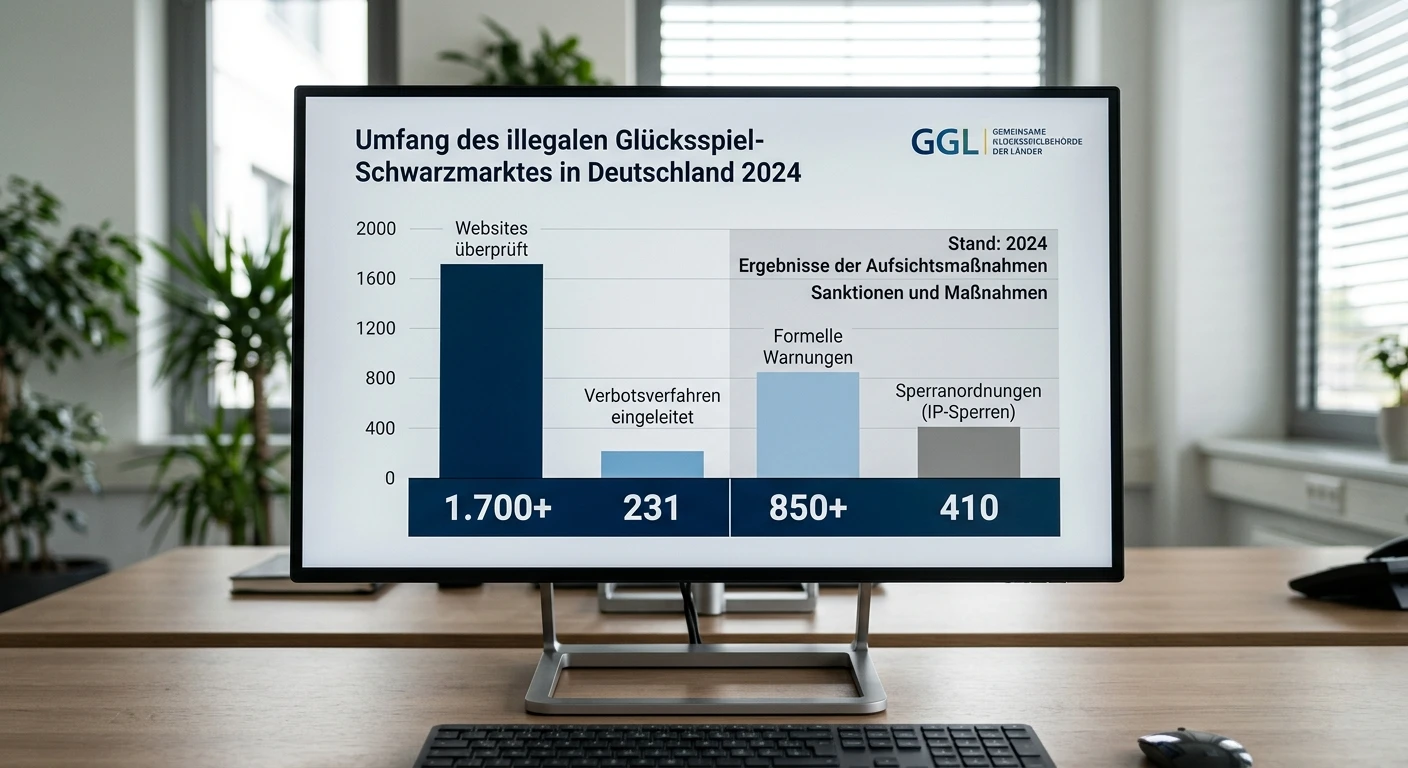 Diagramm zum Umfang des illegalen Glücksspiel-Schwarzmarkts in Deutschland laut GGL Tätigkeitsbericht 2024