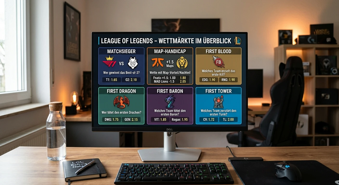 League of Legends Wettmärkte – Matchsieger, Inhibitor, Drachen und weitere LoL Spezialwetten im Überblick