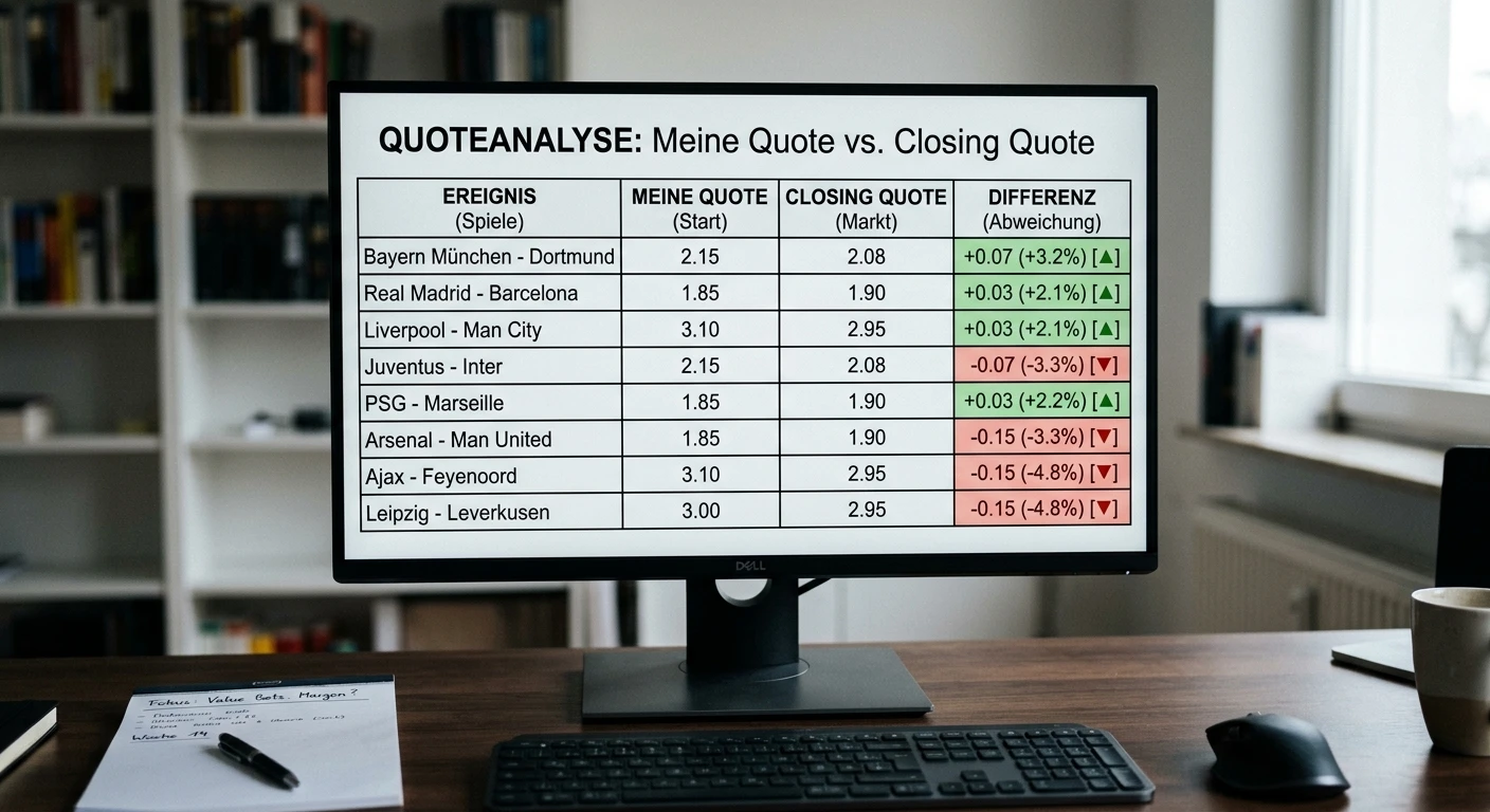Closing-Line-Value-Analyse im Wetttagebuch – Abschlussquote zur Selbstbewertung nutzen